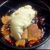 Raye's Signature Single Lattice Crust Cherry Cobbler serving w/ Vanilla Bean Ice Cream