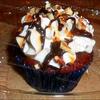 Raye's Signature Chocolate Amaretto Cupcake w/ Amaretto Cream Cheese Buttercream Icing w/ Chocolate & Caramel Drizzle & Pecans