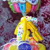 Raye's Signature Custom Childs Birthday Balloon Cookie Bouquet w/ Hazelnut Cookies w/ Pink, Purple, Red & Yellow Hazelnut Glacé Icing
