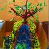 Raye's Signature 2 Tier Jungle Waterfall Cake - Chocolate & White Marble Cake w/ Vanilla Buttercream Filling & Vanilla Fondant Covering, w/ Fondant Elephants, Alligators, Snakes, Rocks, Leaves & Tree Bark - boxed close-up