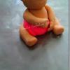 Raye's Fondant Baby Girl w/ Pink Diaper 2 1/2" Cake Topper - side view