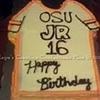 Raye's Signature 1/3 Sheet Snickerdoodle OSU Football Jersey Cake w/ Cinnamon Cream Cheese Butter Cream Icing & Chocolate Raspberry Writing