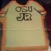 Raye's Signature 1/3 Sheet Snickerdoodle OSU Football Jersey Cake w/ Cinnamon Cream Cheese Butter Cream Icing & Chocolate Raspberry Writing Happy Birthday