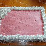 Raye's Signature Strawberry Half Sheet Cake w/ Strawberry Buttercream Icing & Buttercream Rosettes